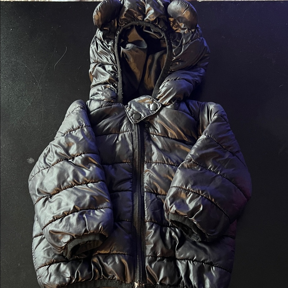 Kids Black Puffer Jacket with Hood